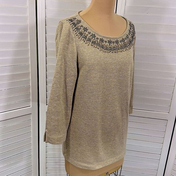 Talbots Tunic Size Medium Embellished Beige NWOT - Picture 6 of 13